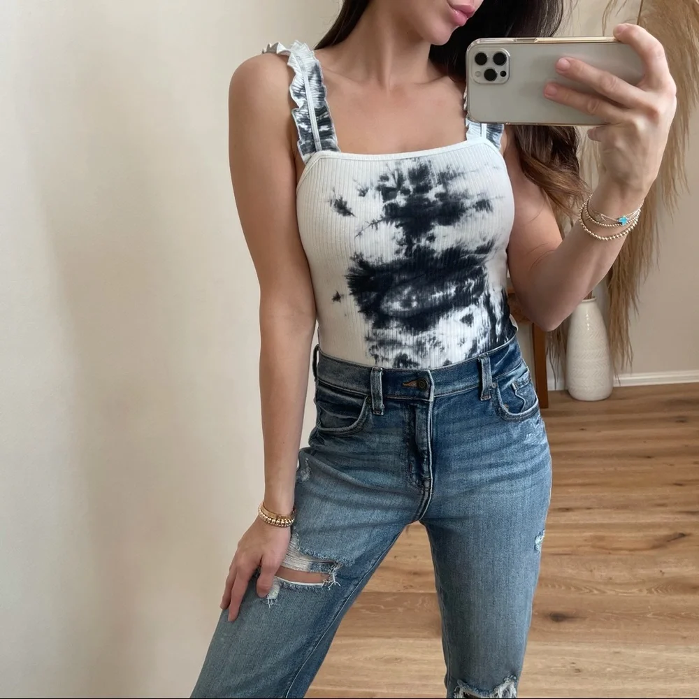 🆕Feeling Good Tie Dye Bodysuit | Black NWOT - Picture 2 of 13